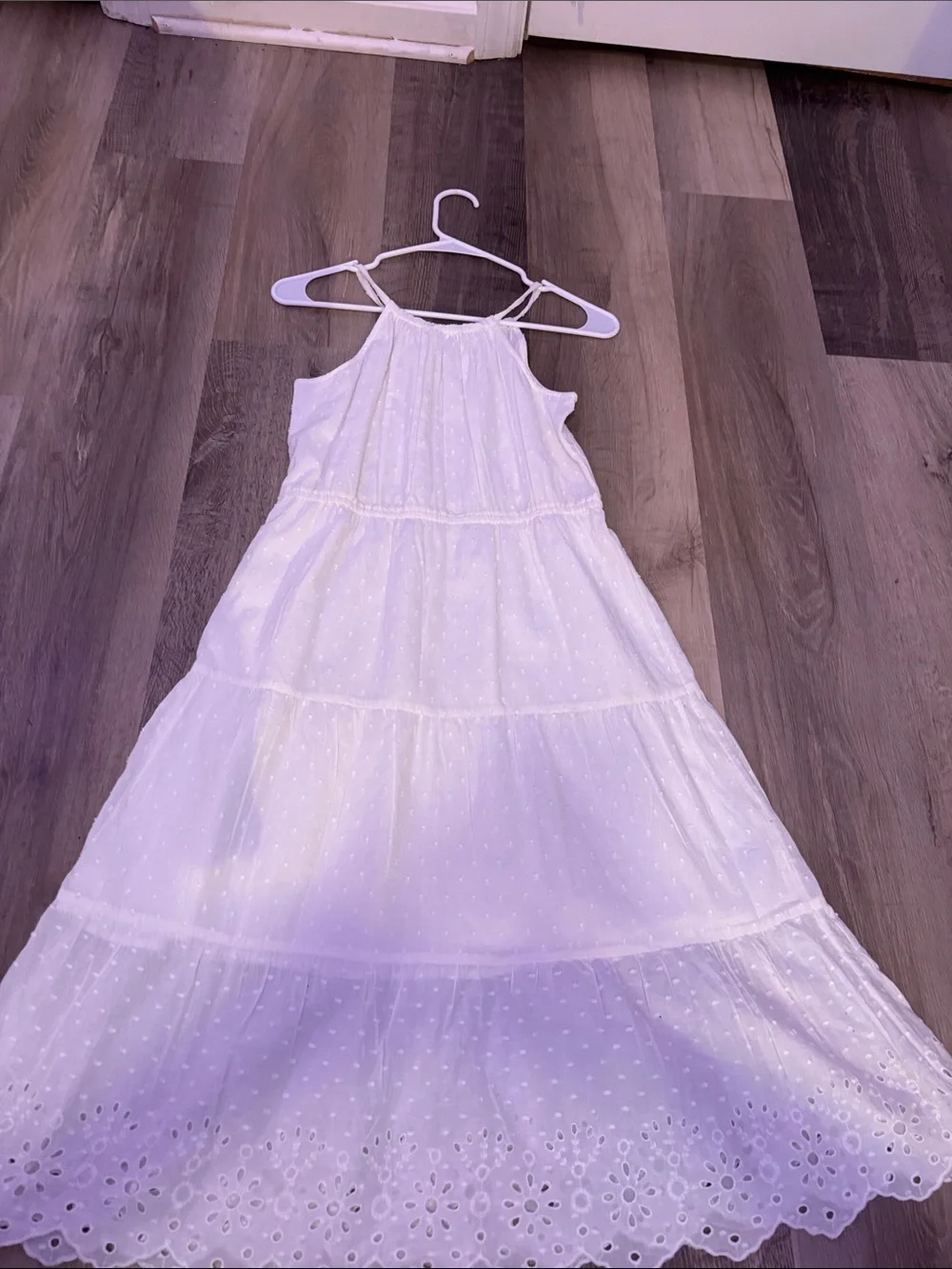 GAP White Eyelet Tiered Halter Maxi Dress NWT